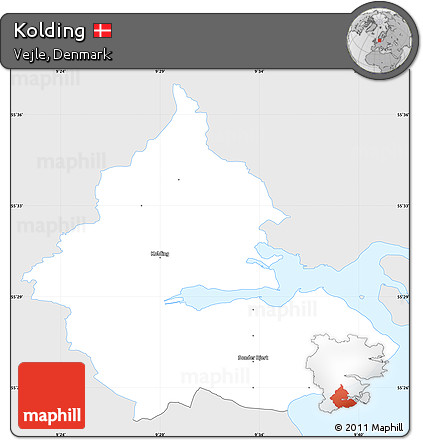 Silver Style Simple Map of Kolding, single color outside