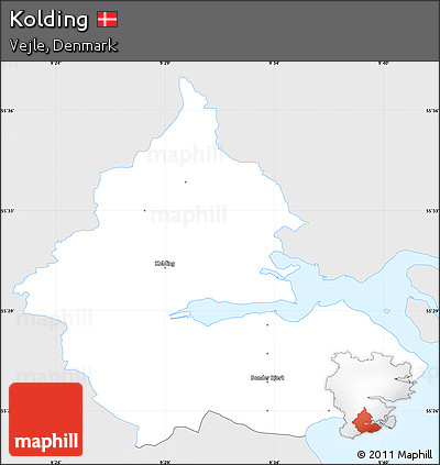 Silver Style Simple Map of Kolding, single color outside