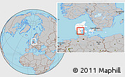 Gray Location Map of Vamdrup, highlighted country, within the entire country