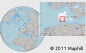 Gray Location Map of Vamdrup, highlighted country, hill shading