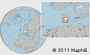 Gray Location Map of Vamdrup, highlighted parent region, hill shading