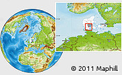 Physical Location Map of Vamdrup, highlighted country, highlighted parent region