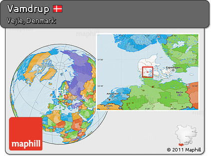 Political Location Map of Vamdrup, highlighted country