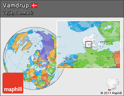 Political Location Map of Vamdrup, highlighted country