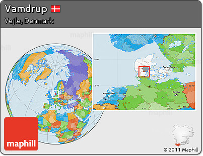 Political Location Map of Vamdrup, highlighted country, highlighted parent region