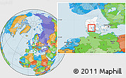 Political Location Map of Vamdrup, highlighted country
