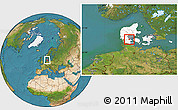 Satellite Location Map of Vamdrup, highlighted country, highlighted parent region