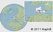 Savanna Style Location Map of Vamdrup, highlighted country, highlighted parent region, hill shading