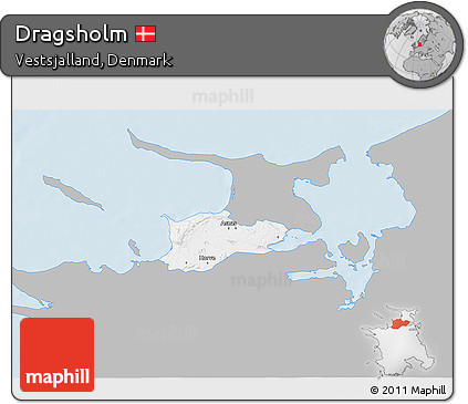 Gray 3D Map of Dragsholm, single color outside