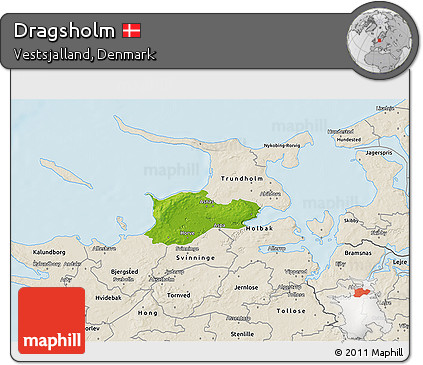 Physical 3D Map of Dragsholm, shaded relief outside