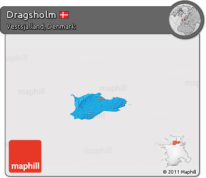 Political 3D Map of Dragsholm, cropped outside