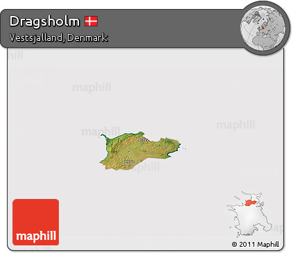 Satellite 3D Map of Dragsholm, cropped outside