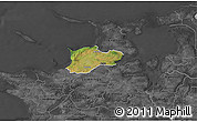 Satellite 3D Map of Dragsholm, darken, desaturated