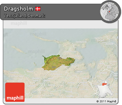 Satellite 3D Map of Dragsholm, lighten