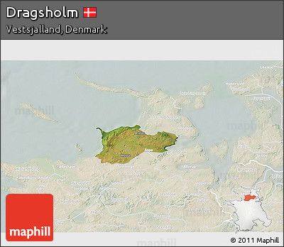 Satellite 3D Map of Dragsholm, lighten