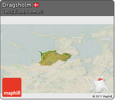 Satellite 3D Map of Dragsholm, lighten