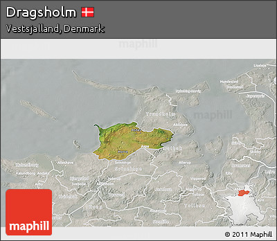 Satellite 3D Map of Dragsholm, lighten, semi-desaturated
