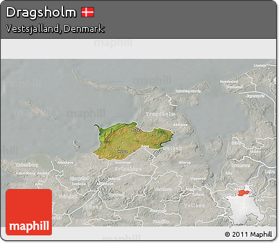 Satellite 3D Map of Dragsholm, lighten, semi-desaturated