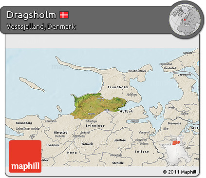 Satellite 3D Map of Dragsholm, shaded relief outside