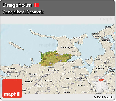 Satellite 3D Map of Dragsholm, shaded relief outside