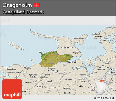 Satellite 3D Map of Dragsholm, shaded relief outside