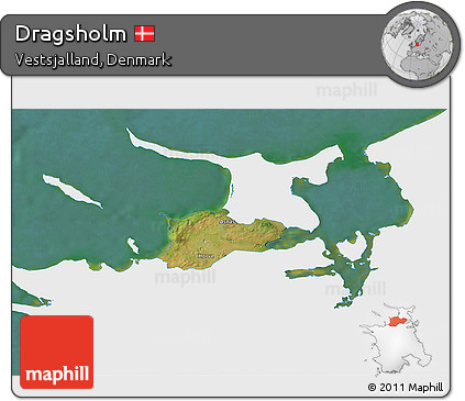Satellite 3D Map of Dragsholm, single color outside
