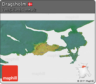 Satellite 3D Map of Dragsholm, single color outside
