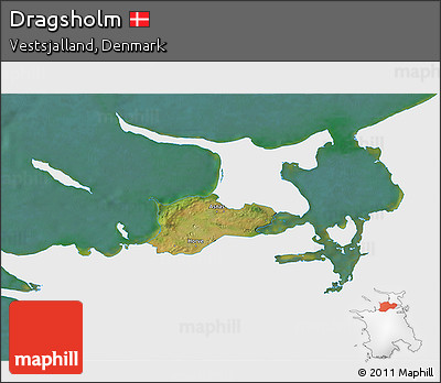 Satellite 3D Map of Dragsholm, single color outside