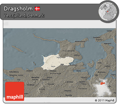 Shaded Relief 3D Map of Dragsholm, darken