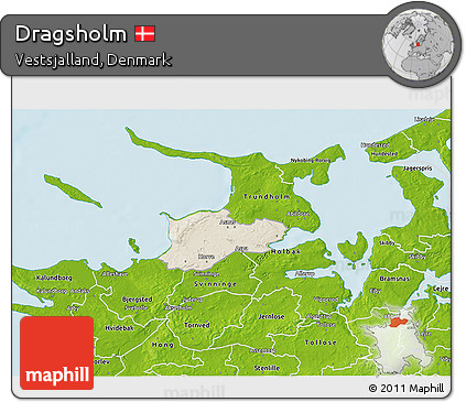 Shaded Relief 3D Map of Dragsholm, physical outside