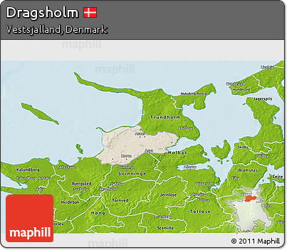 Shaded Relief 3D Map of Dragsholm, physical outside