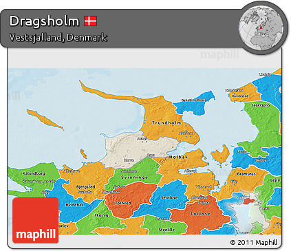 Shaded Relief 3D Map of Dragsholm, political outside