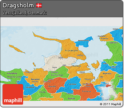 Shaded Relief 3D Map of Dragsholm, political outside