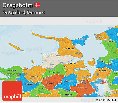 Shaded Relief 3D Map of Dragsholm, political outside