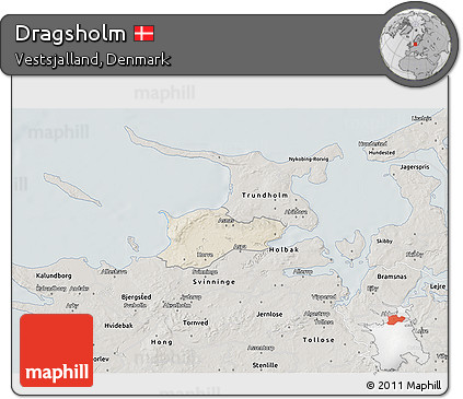 Shaded Relief 3D Map of Dragsholm, semi-desaturated