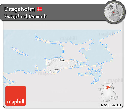 Silver Style 3D Map of Dragsholm, single color outside