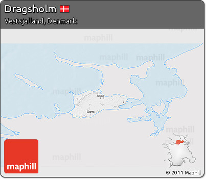 Silver Style 3D Map of Dragsholm, single color outside