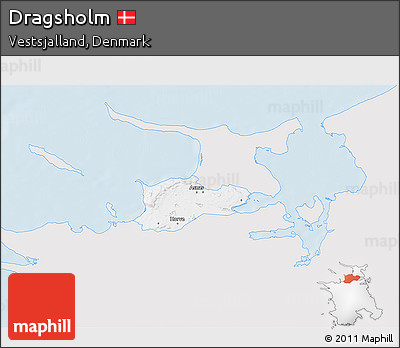 Silver Style 3D Map of Dragsholm, single color outside