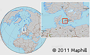 Gray Location Map of Dragsholm, within the entire country