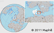 Gray Location Map of Dragsholm, highlighted country, within the entire country