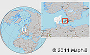 Gray Location Map of Dragsholm, highlighted country, highlighted parent region, within the entire country