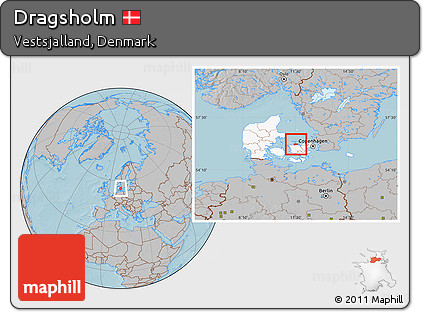 Gray Location Map of Dragsholm, highlighted country, hill shading