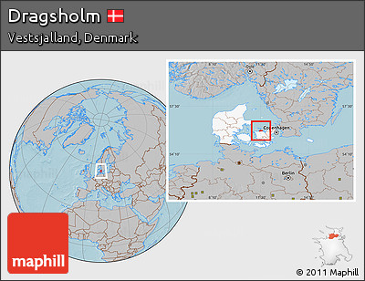 Gray Location Map of Dragsholm, highlighted country, hill shading