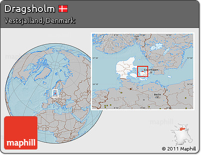 Gray Location Map of Dragsholm, highlighted country, hill shading