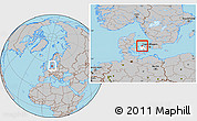 Gray Location Map of Dragsholm, highlighted parent region, within the entire country