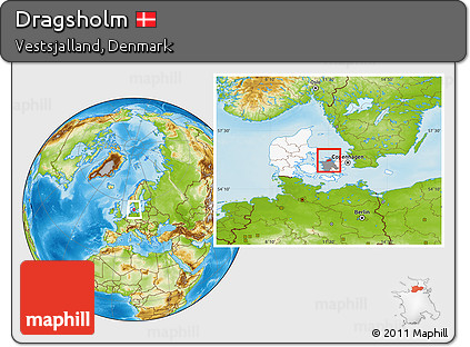 Physical Location Map of Dragsholm, highlighted country, highlighted parent region
