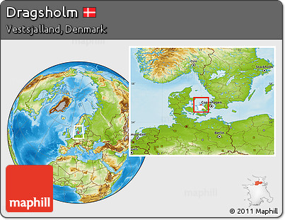 Physical Location Map of Dragsholm, highlighted parent region, within the entire country