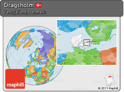 Political Location Map of Dragsholm, highlighted country