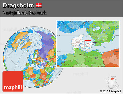 Political Location Map of Dragsholm, highlighted country