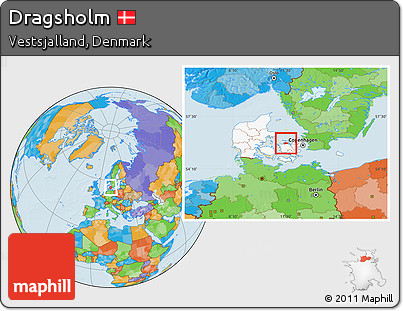 Political Location Map of Dragsholm, highlighted country